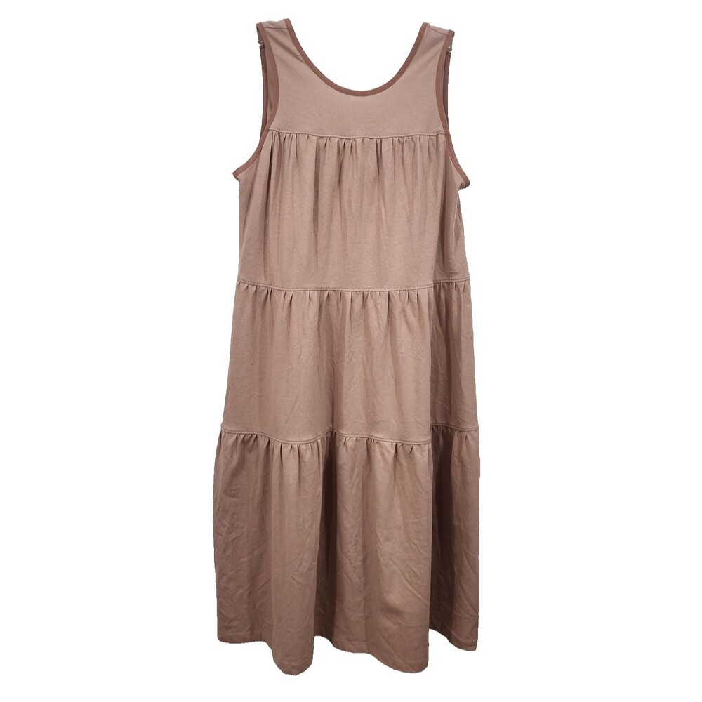Everlane Sleeveless Tiered Midi Dress in Dusty Rose